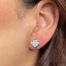 Diamond Clover Stud Earrings 14K White Gold (0.39ct)