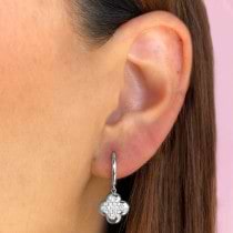 Diamond Clover Drop Earrings 14K White Gold (0.39ct)