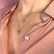 Diamond Puffed Heart Pendant Necklace 14K Yellow Gold (0.18ct)