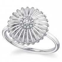 Diamond Daisy Flower Ring 14K White Gold (0.10ct)
