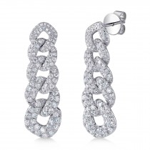 Diamond Link Drop Earrings 14K White Gold (1.62ct)