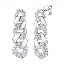 Diamond Link Drop Earrings 14K White Gold (1.03ct)