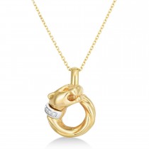 Diamond Panther Pendant Necklace 14K Yellow Gold (0.05ct)