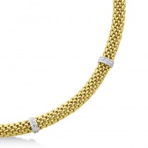 Diamond Accented Mesh Necklace 14k Two Tone Gold (0.05ct)