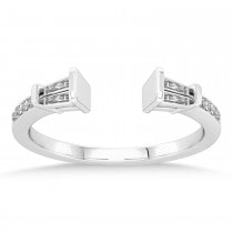 Diamond Accented Open Shank Wedding Band 14k White Gold (0.34 ctw)