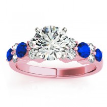 Blue Sapphire & Diamond Engagement Ring 18K Rose Gold (0.66ct)