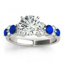 Blue Sapphire & Diamond Engagement Ring 18K White Gold (0.66ct)