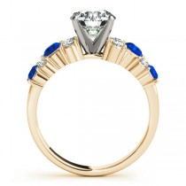 Blue Sapphire & Diamond Engagement Ring 18K Yellow Gold (0.66ct)