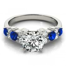 Blue Sapphire & Diamond Engagement Ring Palladium (0.66ct)