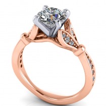 Diamond Tulip Engagement Ring Setting 14K Rose Gold (0.21ct)