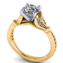 Diamond Accented Tulip Bridal Set 18K Yellow Gold (0.38ct)