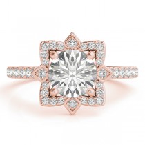 Diamond Royal Halo Engagement Ring Setting 14K Rose Gold (0.31ct)