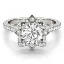 Diamond Royal Halo Engagement Ring Setting 14K White Gold (0.31ct)