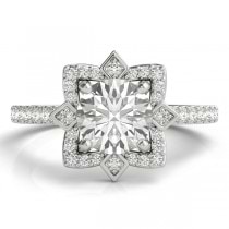 Diamond Royal Halo Engagement Ring Setting 14K White Gold (0.31ct)