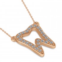 Diamond Tooth Outline Pendant Necklace 14k Rose Gold (0.26ct)