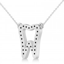 Diamond Tooth Outline Pendant Necklace 14k White Gold (0.26ct)