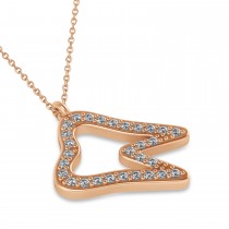 Diamond Angled Tooth Outline Pendant Necklace 14k Rose Gold (0.29ct)
