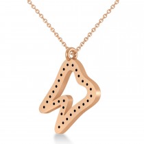Diamond Angled Tooth Outline Pendant Necklace 14k Rose Gold (0.29ct)