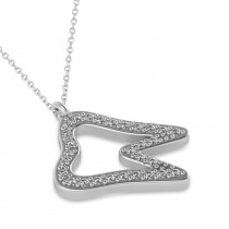 Diamond Angled Tooth Outline Pendant Necklace 14k White Gold (0.29ct)