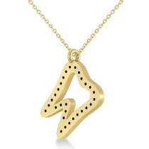 Diamond Angled Tooth Outline Pendant Necklace 14k Yellow Gold (0.29ct)