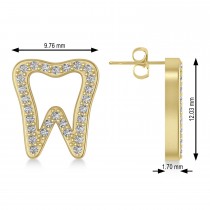 Diamond Tooth Outline Earrings 14k Yellow Gold (0.28ct)