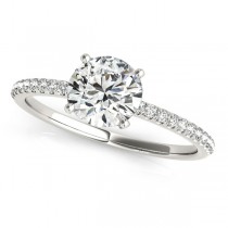 Lab Grown Diamond Accented Engagement Ring Setting 18k White Gold (0.62ct)