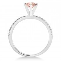Morganite & Diamond Accented Oval Shape Engagement Ring 14k White Gold (0.75ct)