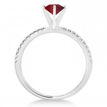 Ruby & Diamond Accented Oval Shape Engagement Ring 14k White Gold (0.75ct)