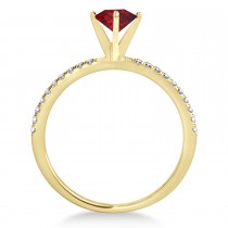 Ruby & Diamond Accented Oval Shape Engagement Ring 14k Yellow Gold (0.75ct)