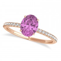 Pink Sapphire & Diamond Accented Oval Shape Engagement Ring 18k Rose Gold (0.75ct)