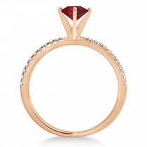 Ruby & Diamond Accented Oval Shape Engagement Ring 18k Rose Gold (0.75ct)