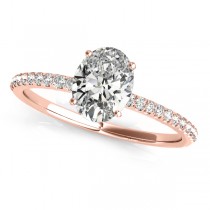 Diamond Accented Oval Shape Engagement Ring 18k Rose Gold (0.75ct)