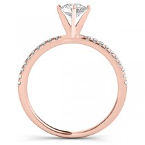 Diamond Accented Oval Shape Engagement Ring 18k Rose Gold (0.75ct)
