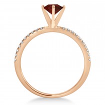 Garnet & Diamond Accented Oval Shape Engagement Ring 14k Rose Gold (1.00ct)