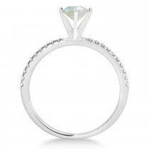 Opal & Diamond Accented Oval Shape Engagement Ring 14k White Gold (1.00ct)