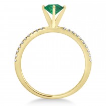 Emerald & Diamond Accented Oval Shape Engagement Ring 14k Yellow Gold (1.00ct)