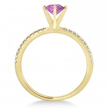 Pink Sapphire & Diamond Accented Oval Shape Engagement Ring 14k Yellow Gold (1.00ct)