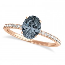 Gray Spinel & Diamond Accented Oval Shape Engagement Ring 18k Rose Gold (1.00ct)