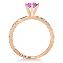 Pink Sapphire & Diamond Accented Oval Shape Engagement Ring 18k Rose Gold (1.00ct)