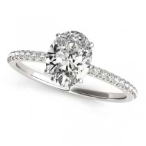 Lab Grown Diamond Accented Oval Shape Engagement Ring 18k White Gold (1.00ct)