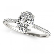 Diamond Accented Oval Shape Engagement Ring 18k White Gold (1.00ct)