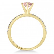 Morganite & Diamond Accented Oval Shape Engagement Ring 18k Yellow Gold (1.00ct)