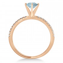 Aquamarine & Diamond Accented Oval Shape Engagement Ring 14k Rose Gold (1.50ct)