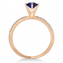 Blue Sapphire & Diamond Accented Oval Shape Engagement Ring 14k Rose Gold (1.50ct)