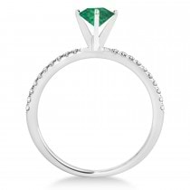 Emerald & Diamond Accented Oval Shape Engagement Ring 14k White Gold (1.50ct)
