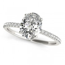 Lab Grown Diamond Accented Oval Shape Engagement Ring 14k White Gold (1.50ct)