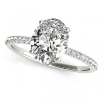 Lab Grown Diamond Accented Oval Shape Engagement Ring 14k White Gold (2.00ct)