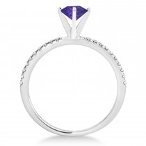 Tanzanite & Diamond Accented Oval Shape Engagement Ring 14k White Gold (2.00ct)