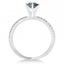 Gray Spinel & Diamond Accented Oval Shape Engagement Ring 18k White Gold (2.00ct)