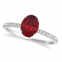 Ruby & Diamond Accented Oval Shape Engagement Ring 18k White Gold (2.00ct)